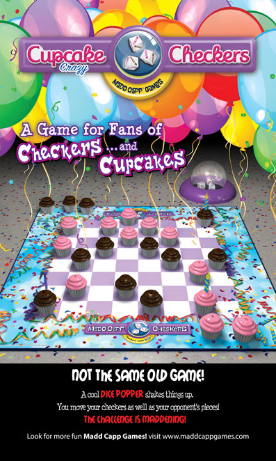 trade show banner for cupcake themed checkers