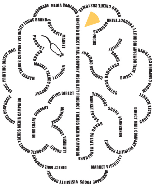 Illustration of a mouse in a maze shaped like a brain